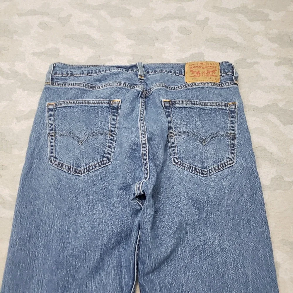 Levi's 505 Jeans Mens 33x34 Blue Workwear Straight Leg Denim Medium Wash